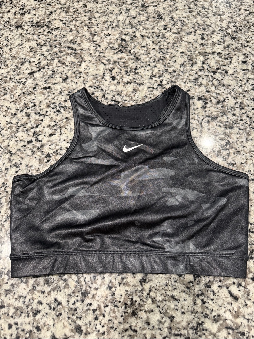 Nike Black Camo High-Neck Swim Top
